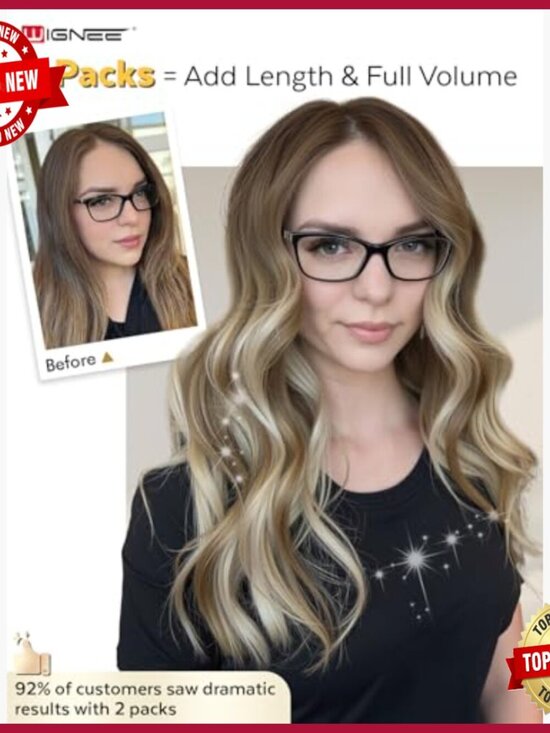 18 Inch Human Hair Extensions, 100g Glueless Wefts, Reusable Installation
